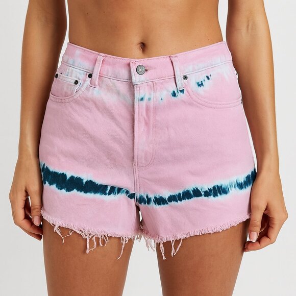 BDG Urban Outfitters Pink and Blue Tie-Dye High Rise Jean Shorts Size 32 - Picture 1 of 5